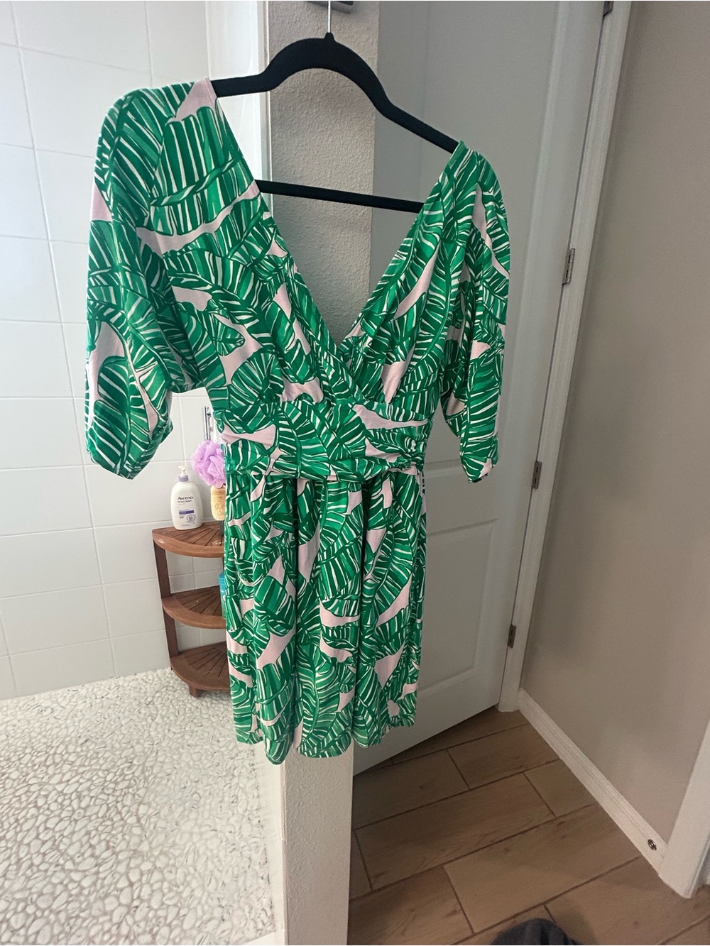 Lilly Pulitzer Green Tropical Leaf Dress with Pink Label